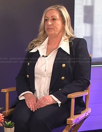 Dionne Laslo-Baker’s navy double breasted blazer on Today