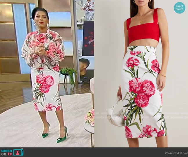 Dolce and Gabbana Floral-print pencil skirt worn by Tamron Hall on Tamron Hall Show