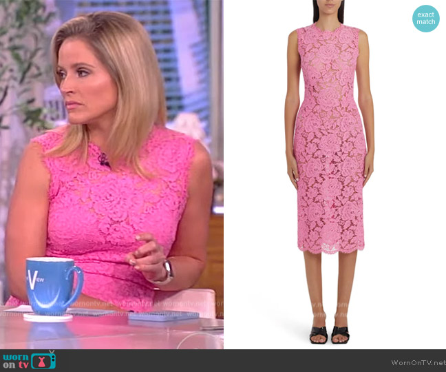 WornOnTV: Sara’s pink floral lace dress on The View | Sara Haines ...