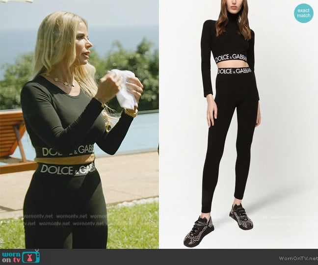 WornOnTV: Alexia's black Dolce and Gabbana logo top and leggings