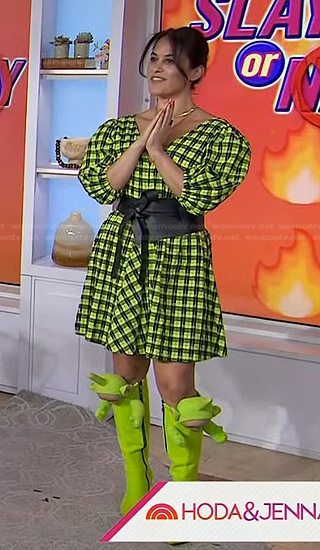 Donna's green plaid dress and Dipsy boots on Today