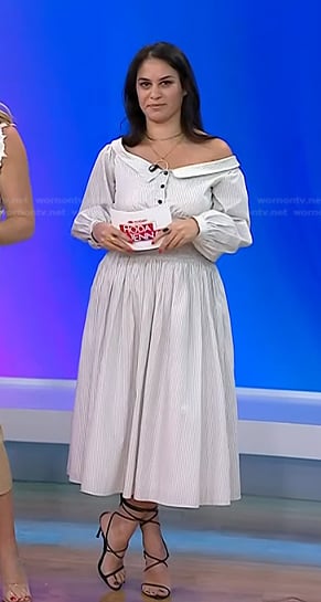 Donna's white striped off-shoulder dress on Today