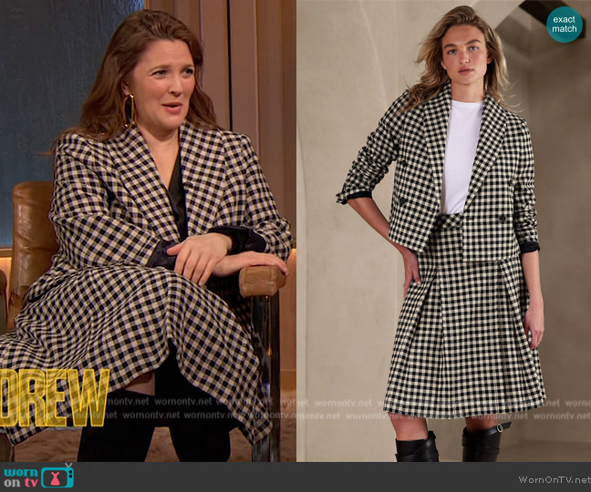 WornOnTV: Drew’s gingam check blazer and skirt on The Drew Barrymore ...