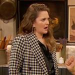 Drew’s gingam check blazer and skirt on The Drew Barrymore Show