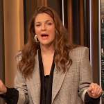 Drew’s gray plaid blazer and pants on The Drew Barrymore Show