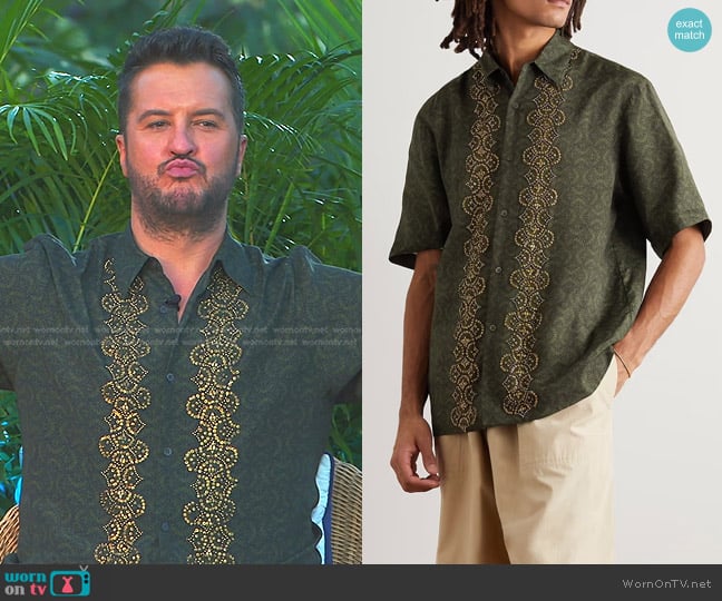 Dries van Noten Clasen Embellished Paisley-Print Voile Shirt worn by Luke Bryan on American Idol