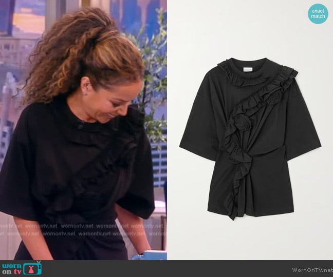 Dries Van Noten Appliqued cotton-blend t-shirt worn by Sunny Hostin on The View