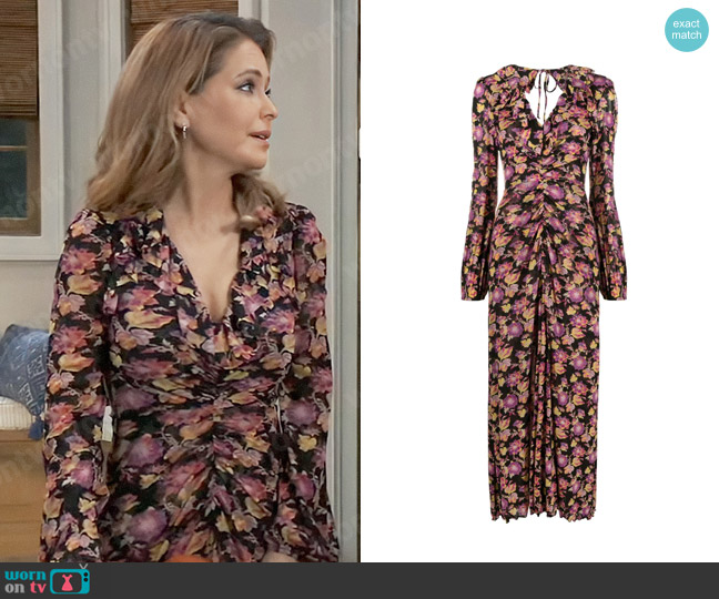 Diane von Furstenberg Floral-print ruched dress worn by Olivia Falconeri (Lisa Lo Cicero) on General Hospital