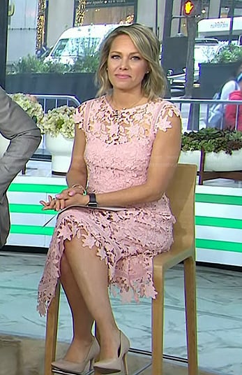 Dylan’s blush pink floral lace dress on Today