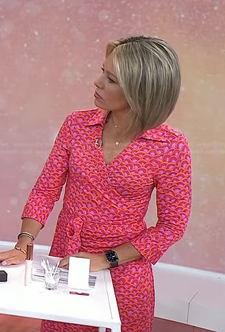 Dylan’s pink printed wrap dress on Today