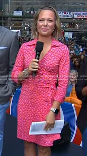 Dylan’s pink printed wrap dress on Today