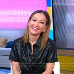 Eva’s black twisted front leather top on Good Morning America