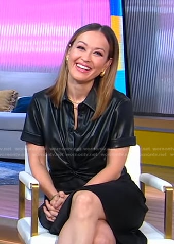 Eva’s black twisted front leather top on Good Morning America