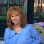 Reba McEntire’s blue ribbed sleeve sweater on Today