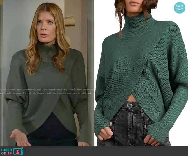 Elan Crossover Turtleneck Sweater worn by Phyllis Summers (Michelle Stafford) on The Young and the Restless