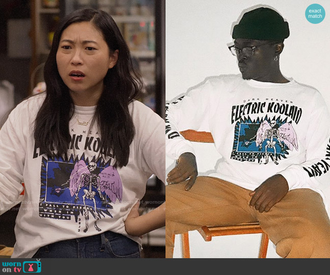 Electric Koolaid Graphic Sweatshirt worn by Nora Lum (Awkwafina) on Awkwafina is Nora From Queens