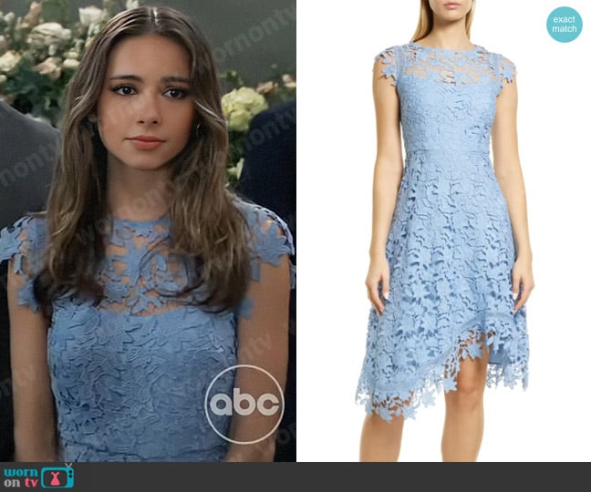 Eliza J Lace Asymmetric Cocktail Dress worn by Molly Lansing-Davis (Haley Pullos) on General Hospital