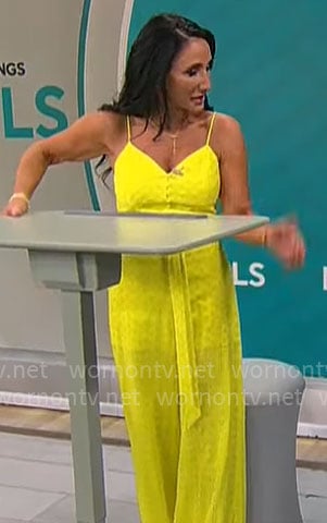 Elizabeth Werner's yellow eyelet jumpsuit on CBS Mornings