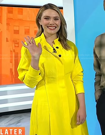 Elizabeth Olsen’s yellow buttoned dress on Today