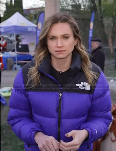 Ellison Barber's blue down jacket on NBC News Daily