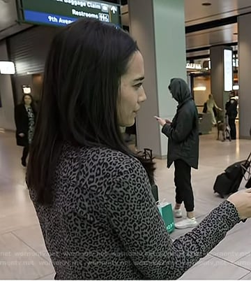 Emilie Ikeda's grey leopard jacket on NBC News Daily