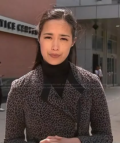 Emilie Ikeda's grey leopard jacket on NBC News Daily