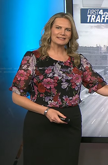 Emily West's black floral dress on Today