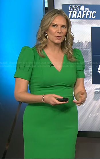 WornOnTV: Emily West’s green puff sleeve dress on Today | Clothes and ...