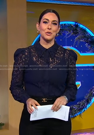 Erielle’s navy lace blouse on Good Morning America