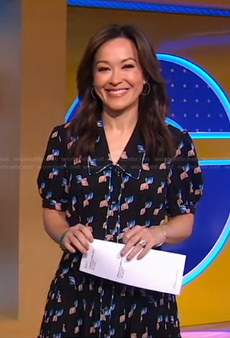 Eva’s black printed shirtdress on Good Morning America