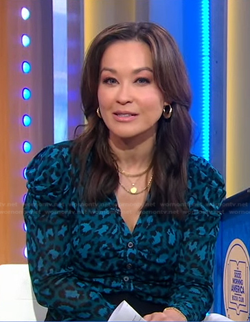 Eva’s blue leopard blouse on Good Morning America