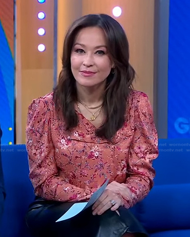Eva's pink floral top on Good Morning America