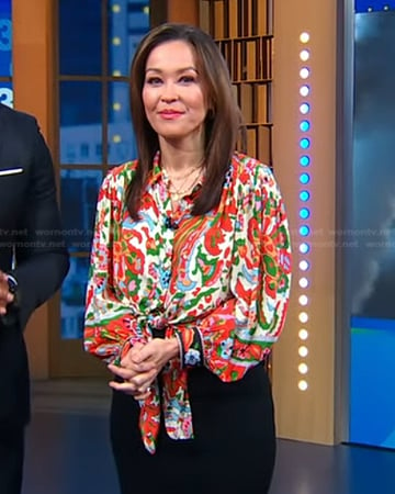 Eva’s printed tie front blouse on Good Morning America