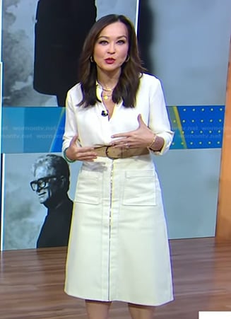 Eva’s white zip front skirt on Good Morning America