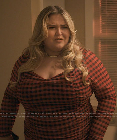 Felicia's red checked dress on Single Drunk Female