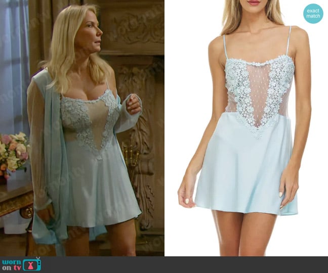 Flora Nikrooz Showstopper Chemise in Light Blue worn by Brooke Logan (Katherine Kelly Lang) on The Bold and the Beautiful