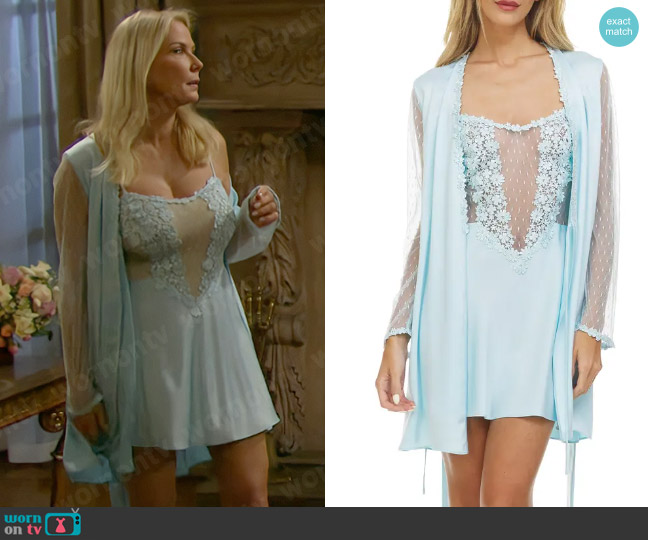 Flora Nikrooz Showstopper Robe in Light Blue worn by Brooke Logan (Katherine Kelly Lang) on The Bold and the Beautiful