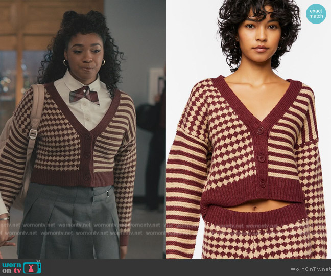 Forever 21 Mixed Print Cardigan Sweater worn by Lisa (Simone Joy Jones) on Bel-Air