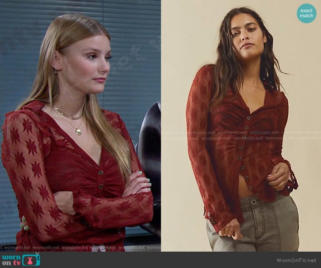 Free People Flower Fields Shirtee worn by Alice Caroline Horton (Lindsay Arnold) on Days of our Lives