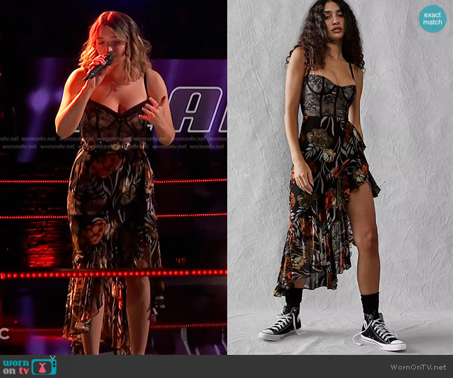 Free People Katie May Take A Sip Midi Dress worn by Katie Beth Forakis on The Voice