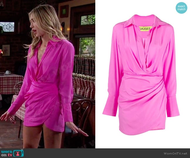 Gauge81 Gathered-Detail Shirt Dress worn by Sloan Peterson (Jessica Serfaty) on Days of our Lives