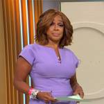 Gayle King’s purple split-neck dress on CBS Mornings
