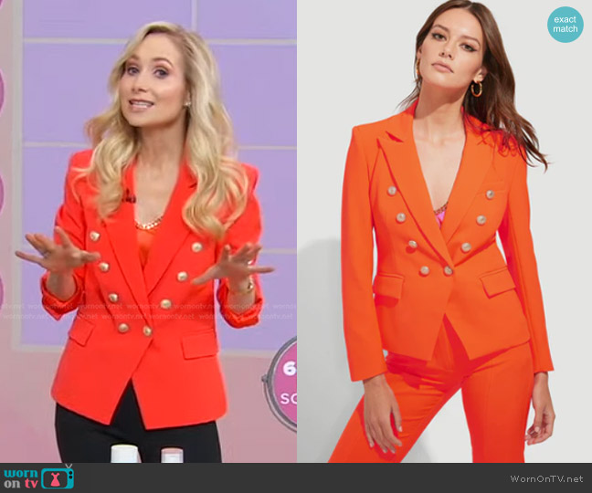 Generation Love Delilah Crepe Blazer in Papaya worn by Dr. Whitney Bowe on Good Morning America