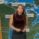 Ginger’s brown draped velvet top on Good Morning America