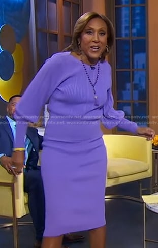 Robin's lilac sweater and skirt on Good Morning America