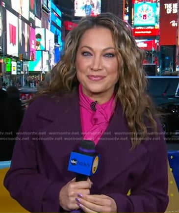 Ginger’s purple wrap coat on Good Morning America