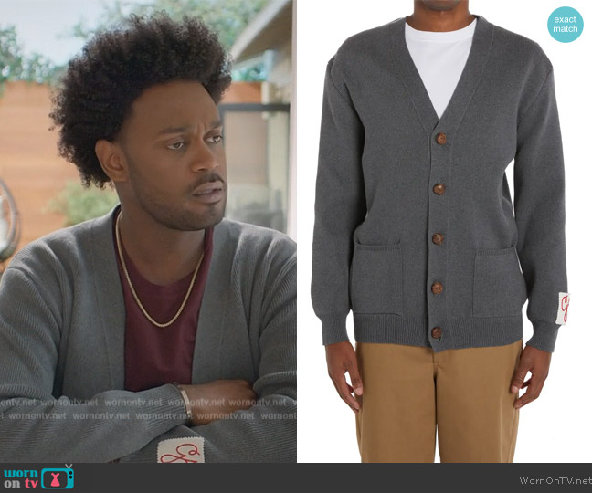 Golden Goose Logo Cotton Blend Cardigan worn by Noah Koles (Echo Kellum) on Grand Crew