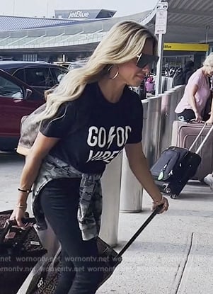 Danielle's black Good Vibes print tee on The Real Housewives of New Jersey