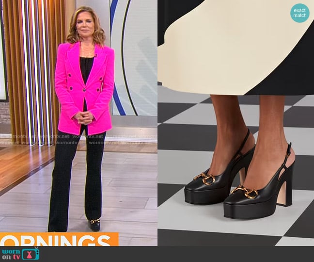 Gucci Baby Horsebit Slingback Platform Pump worn by Natalie Morales on CBS Mornings