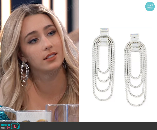 Guess Crystal Draped Chandelier Earrings worn by Josslyn Jacks (Eden McCoy) on General Hospital